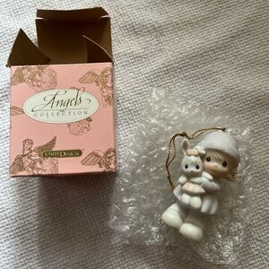 Vintage Angels Collection Ornament Antique Collectible with Child and Bunny